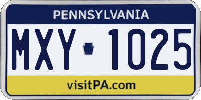 PA license plate MXY1025