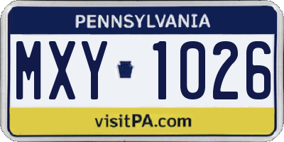 PA license plate MXY1026