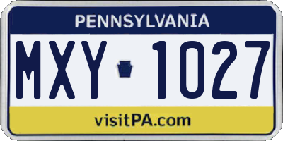 PA license plate MXY1027