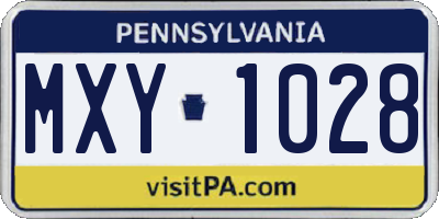 PA license plate MXY1028