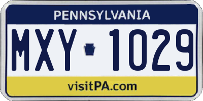 PA license plate MXY1029