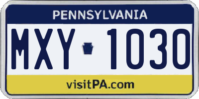 PA license plate MXY1030
