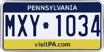 PA license plate MXY1034