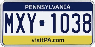 PA license plate MXY1038