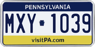 PA license plate MXY1039