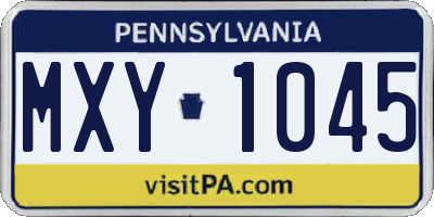 PA license plate MXY1045