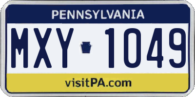 PA license plate MXY1049