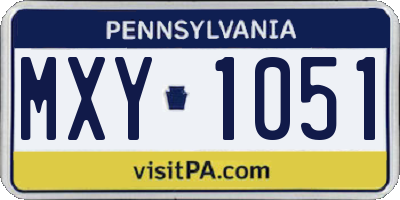 PA license plate MXY1051