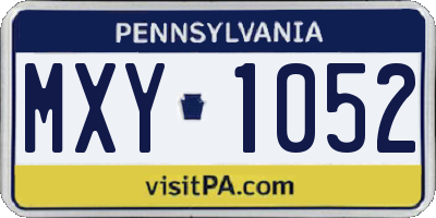 PA license plate MXY1052