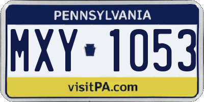 PA license plate MXY1053