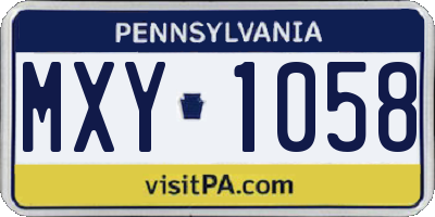 PA license plate MXY1058