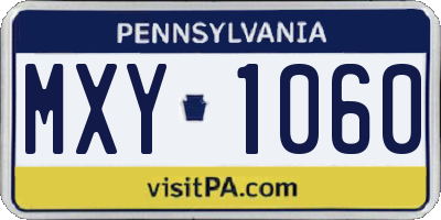 PA license plate MXY1060
