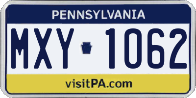 PA license plate MXY1062