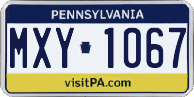 PA license plate MXY1067
