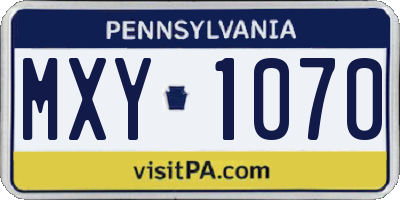 PA license plate MXY1070