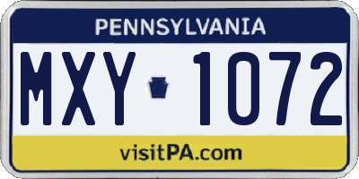 PA license plate MXY1072