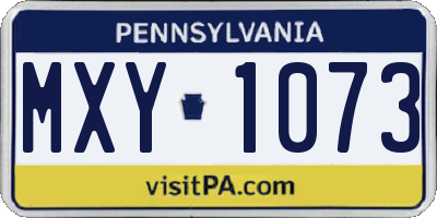PA license plate MXY1073