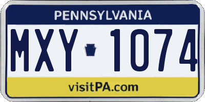 PA license plate MXY1074