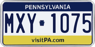 PA license plate MXY1075