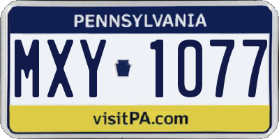 PA license plate MXY1077