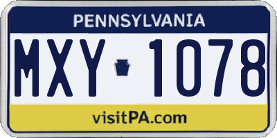 PA license plate MXY1078