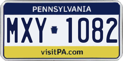 PA license plate MXY1082