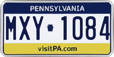 PA license plate MXY1084