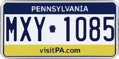 PA license plate MXY1085
