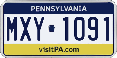 PA license plate MXY1091