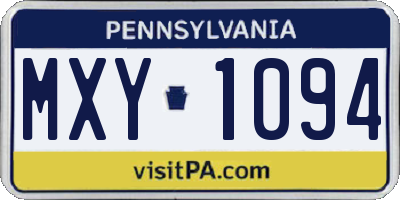 PA license plate MXY1094