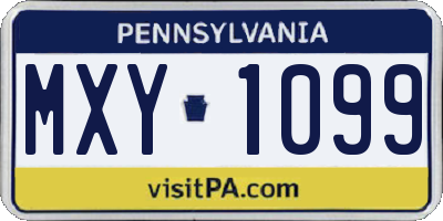 PA license plate MXY1099