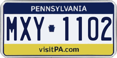 PA license plate MXY1102