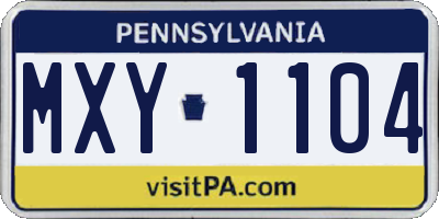 PA license plate MXY1104
