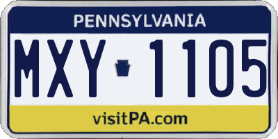 PA license plate MXY1105