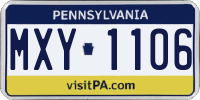 PA license plate MXY1106