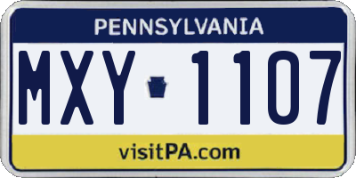 PA license plate MXY1107