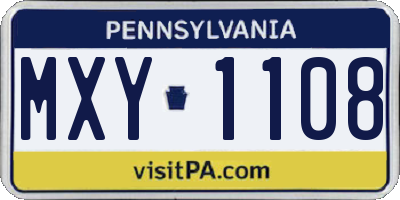 PA license plate MXY1108