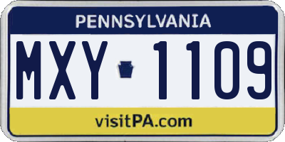 PA license plate MXY1109