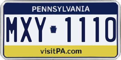 PA license plate MXY1110