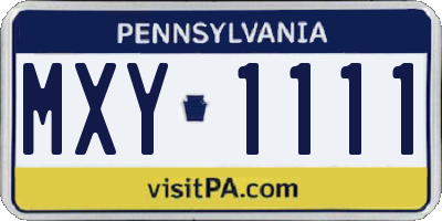PA license plate MXY1111