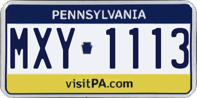 PA license plate MXY1113
