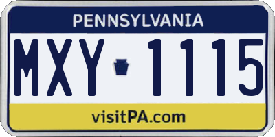 PA license plate MXY1115
