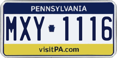 PA license plate MXY1116