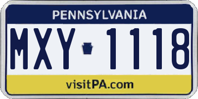 PA license plate MXY1118