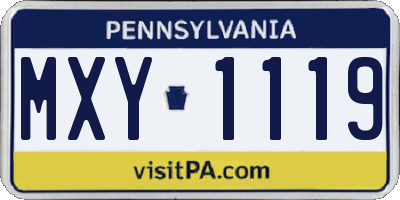 PA license plate MXY1119