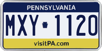 PA license plate MXY1120