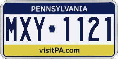 PA license plate MXY1121