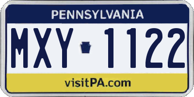 PA license plate MXY1122