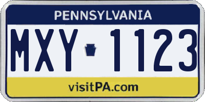 PA license plate MXY1123
