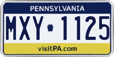 PA license plate MXY1125